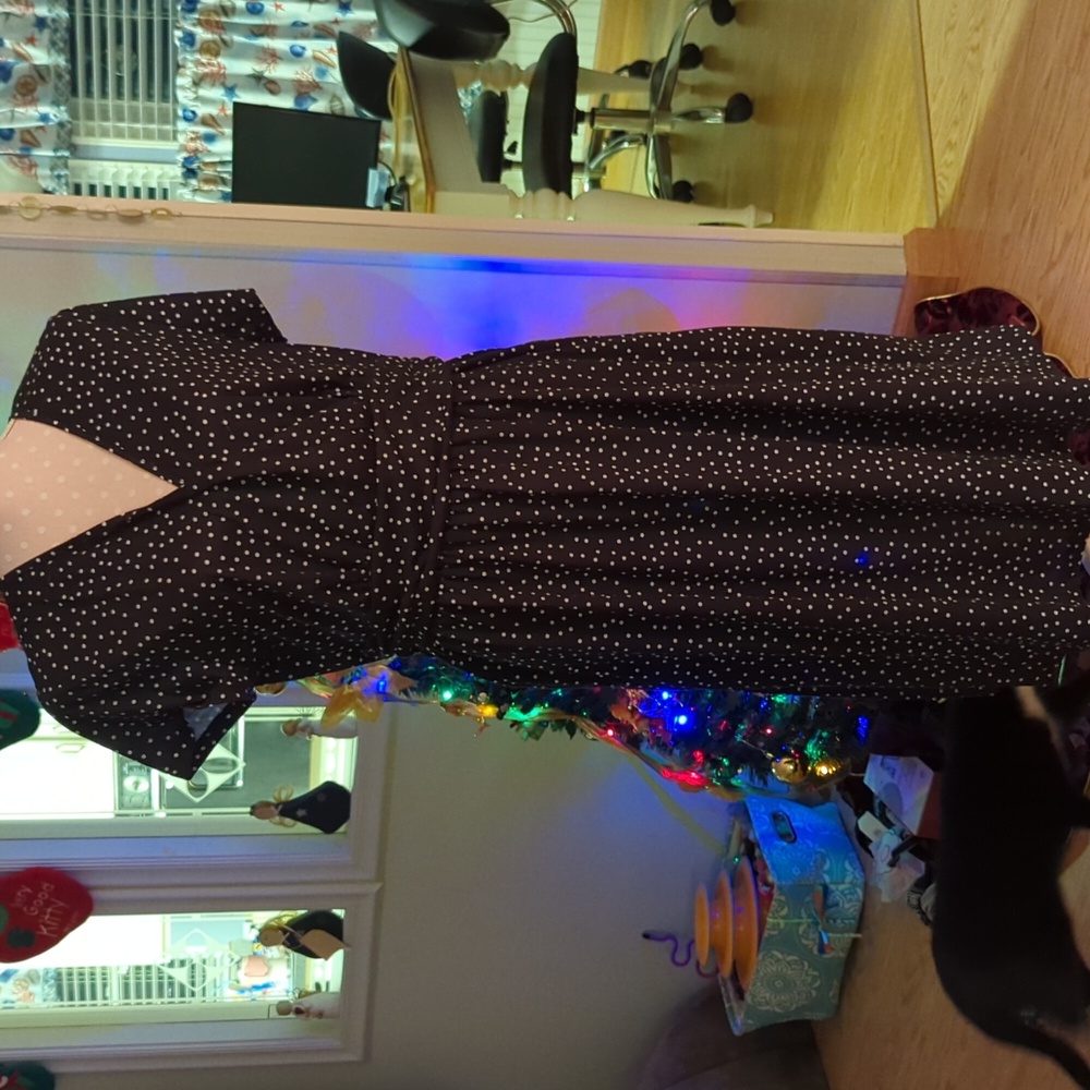 Women's midi black and white polka dot dress